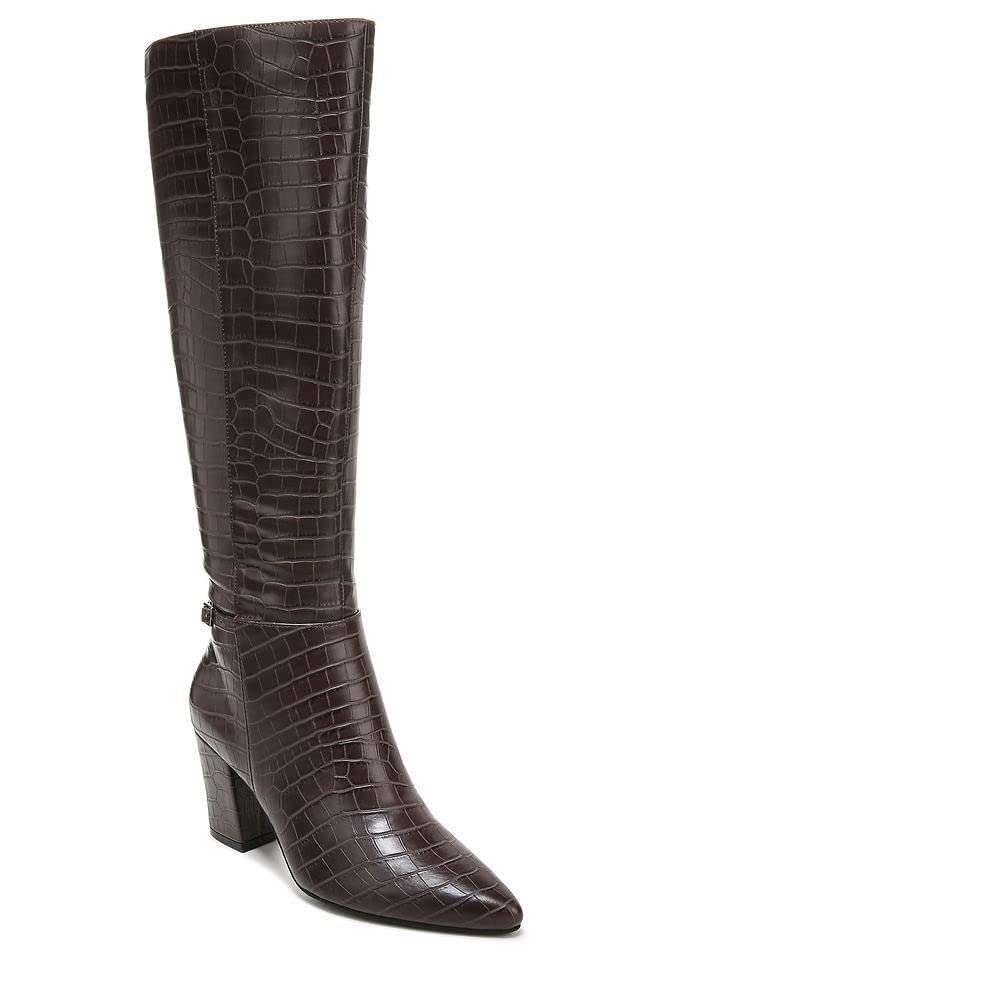 LifeStride Stratford Knee High Boots Womens 10 M Dark Chocolate Croco Block Heel